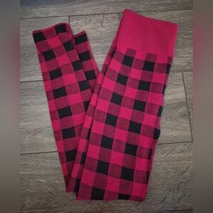 Buffalo Plaid Red Black Fleece Lined Leggings Sz S/M
